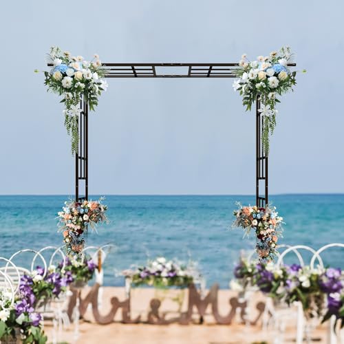Metal Garden Arch Arbor Trellis Climbing Plants Outdoor Black Flat Top or Arch