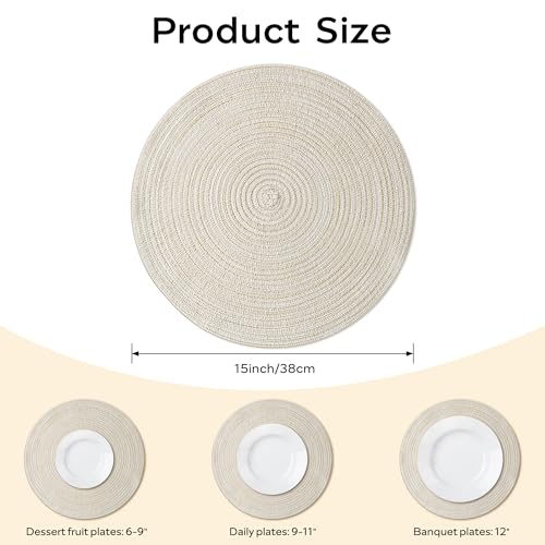 Round Placemats Heat and Slip Resistant Cotton Table Mats (6 Count)