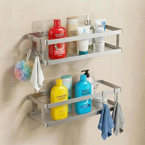 2 Pack Minimalist Shower Caddy Wall Mount (2 Count)