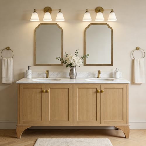 Wood Frame Wall Mirror Rounded Corner Arch Rectangle Mirror for Entryway