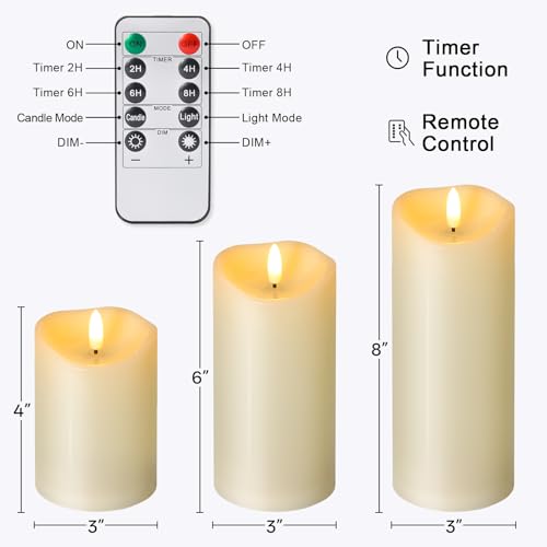 Outdoor Flameless Candles with Remote Timer (3 Count)