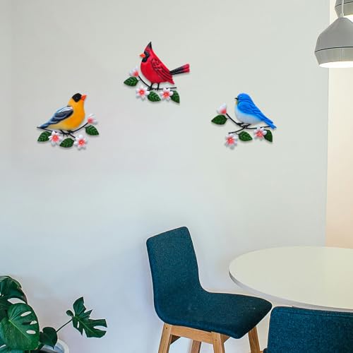 Metal Bird Wall Art Decor 3D Outdoor Sculpture Hanging Decor (3 Count)