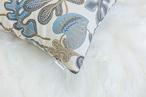 Set of 2 Jacquard Tropical Leaf Pattern Throw Pillow Covers Decorative Pillowcase 20x20 Inches (2 Count)