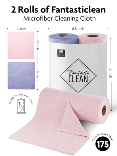 Microfiber Cleaning Cloth Roll (60 Count)