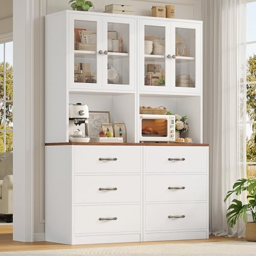 71“ Tall Kitchen Pantry Storage Cabinet with Microwave Stand