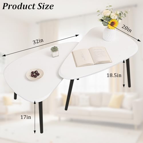 Nesting Triangle Coffee Table End Tables Set of 2 for Living Room Bedroom (2 Count)