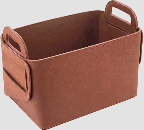 Storage Basket Felt Storage Bin Collapsible& Convenient Box Organizer with Carry Handles for Office Bedroom Closet Babies Nursery Toys Laundry