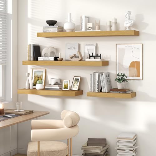Floating Shelves 47.2" W x 10.3" D Oak Set of 2 (2 Count)