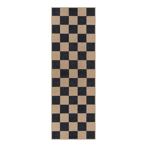 Checkered Easy Jute Outdoor Runner Rug