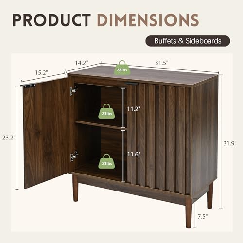 Fluted Buffet Cabinet with Storage