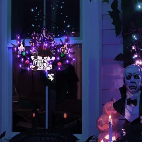 Lighted Halloween Wreaths for Front Door