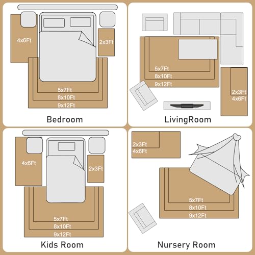 9x12 Feet Large Fluffy Area Rug for Bedroom Living Room