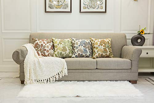 Set of 2 Jacquard Tropical Leaf Pattern Throw Pillow Covers Decorative Pillowcase 22X22 Inches (2 Count)