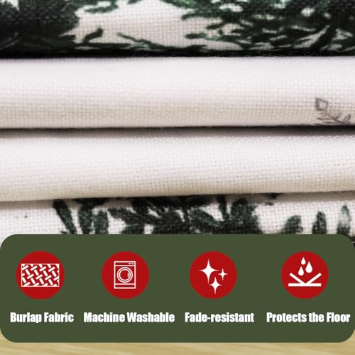 Christmas Tree Skirt 48 Inch Pine Trees Snowy Forest Christmas Tree Skirt Collar for Farmhouse Vintage Rustic Merry Christmas Xmas Winter Holiday Party Decoration