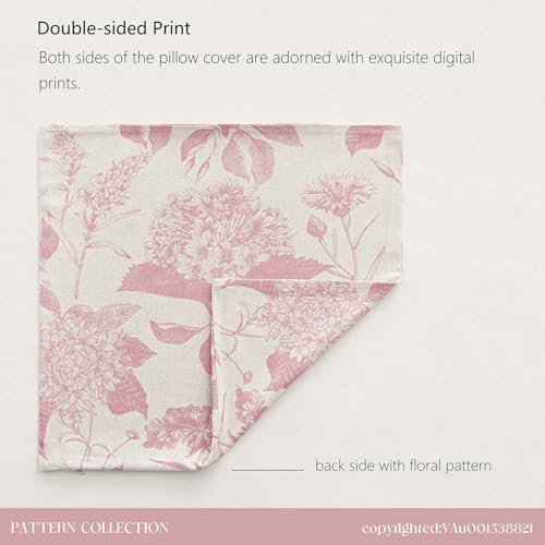Set of 2 Linen Floral Throw Pillow Covers Neutral Vintage Print Decorative Cozy Cushion Covers Farmhouse Boho Home Decor for Sofa Chair Couch Bedroom Living Room
