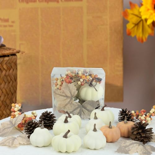 17 PCS Kit Artificial Pumpkins Decorations (17 Count)