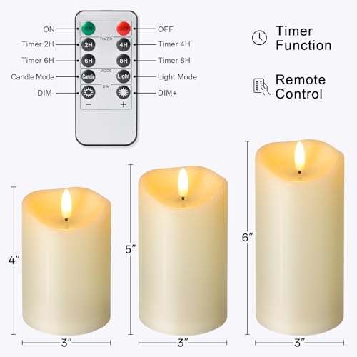 Outdoor Flameless Candles with Remote Timer (3 Count)