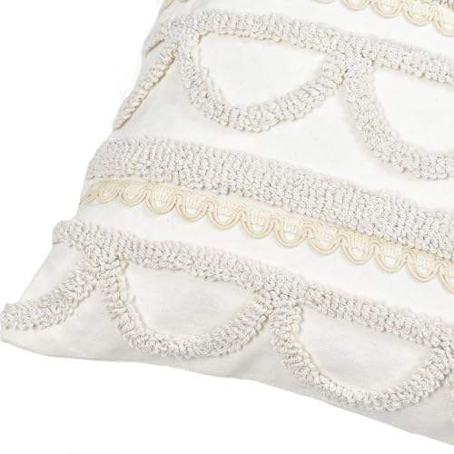 Boho Throw Pillow Covers 18x18 Tufted for Couch Sofa Beige