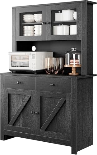 Kitchen Pantry Cabinet with Microwave Stand