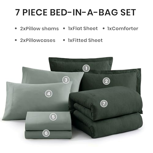 Queen Comforter Set Deep Forest 7 Pieces Bed in a Bag
