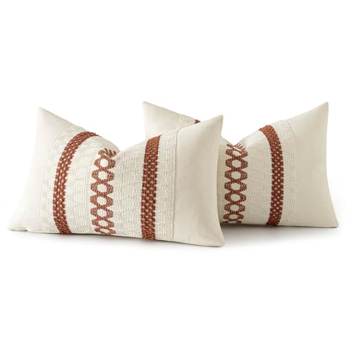 Set of 2 Fall Rust Decorative Lumbar Pillow Covers 12x20 (2 Count)