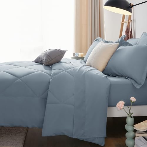 Oversized Queen Comforter Set Dusty Blue