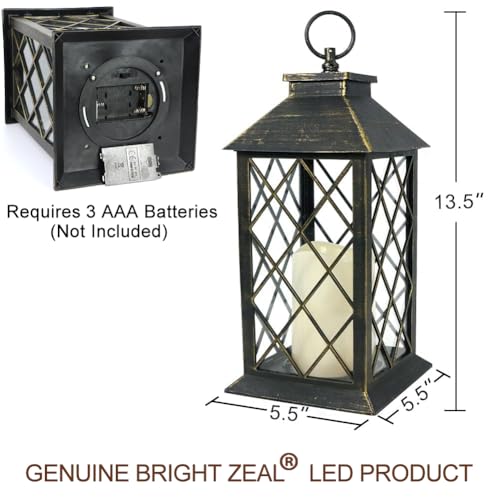 2 Pack 13.5" Vintage Candle Lantern with LED Candle