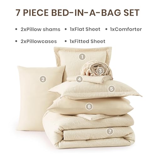 King Size Comforter Set 7 Pieces Birch Marble Bed in a Bag