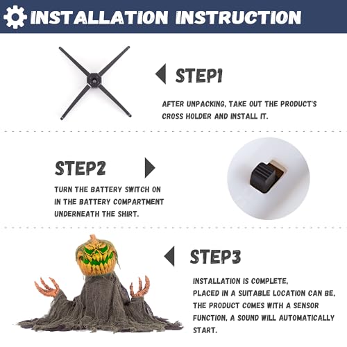 Halloween Animatronics Groundbreaker Pumpkin Decorations with Sound Activated
