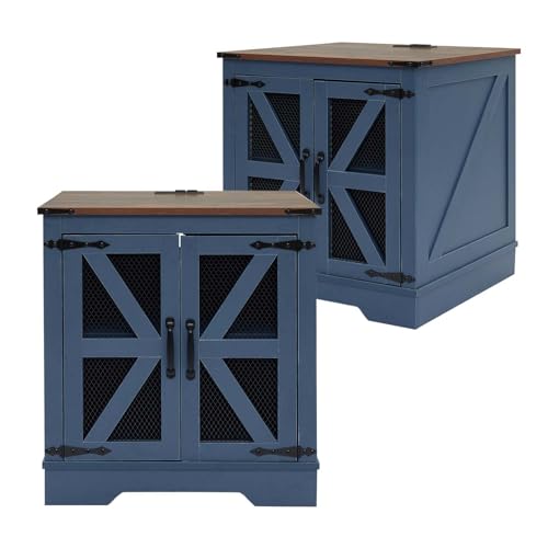 Farmhouse End Table Set with Charging Station Set of 2 (2 Count)