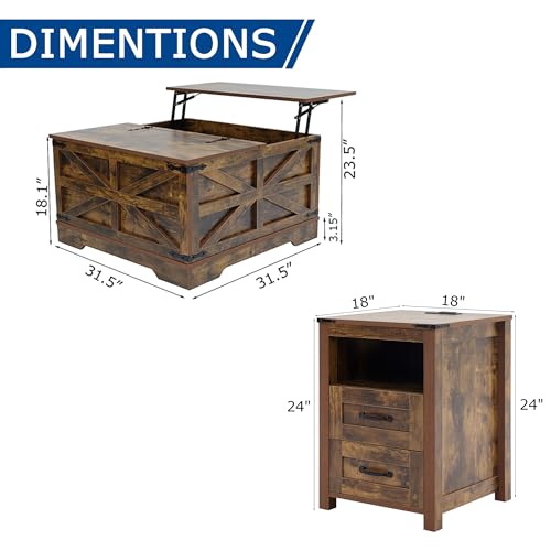 Farmhouse Coffee Table and End Table Sets of 3 (3 Count)