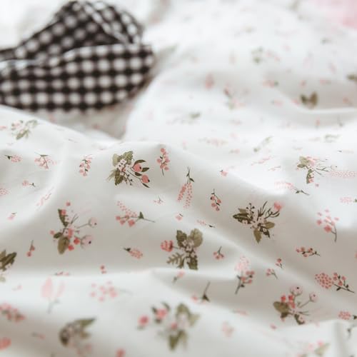 Garden Pink Floral Comforter Set Queen Size Vintage Boho Floral Bedding Comforter Queen with 2 Pillowcases Fluffy Soft All Seasons Bedding Set Cottagecore Flowers Botanical Comforter Set