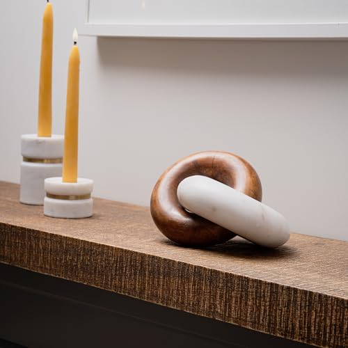 Marble and Wood Decorative Knot for Shelf or Table Decor