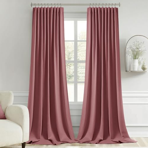 Dusty Rose Back Tab Blackout Curtains 52x120 Inch Long 2 Panels Set (2 Count)