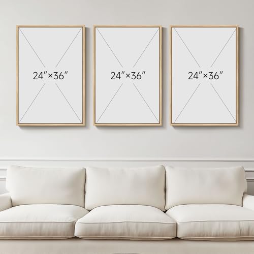 Large Framed Neutral Abstract Wall Art for Living Room (3 Count)