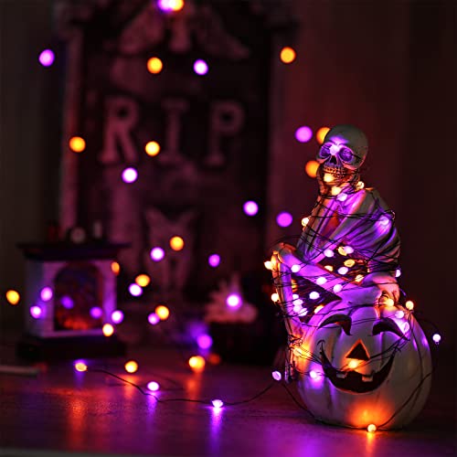 2 Pack 50 LED Battery Operated Halloween Lights Outdoor Waterproof