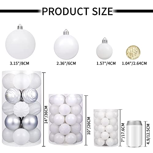 24ct Christmas Ball Ornaments Shatterproof Xmas Tree Hanging Balls Decorations Perfect for Halloween Decorations Holiday Wedding Christmas Decor (34 Count)