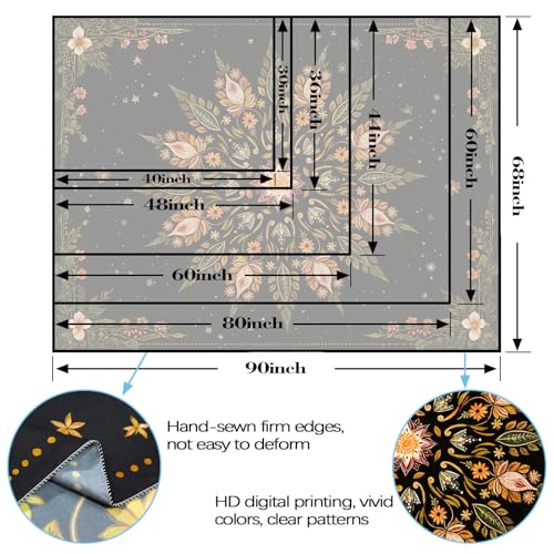 Boho Floral Mandala Tapestry for Bedroom Aesthetic Vintage Bohemian Flower Wall Tapestry Black Green Hippie Indian Small Tapestries Wall Hanging for Living Room Dorm Decor 40 x 30 Inch