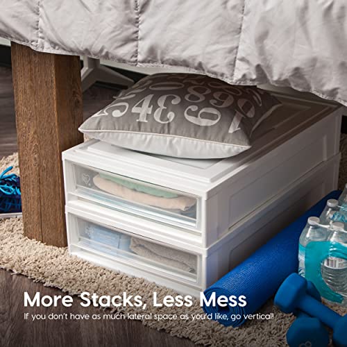 4-Pack, 27 Qt. Under Bed Storage Bin with Sliding Drawers, White (4 Count)