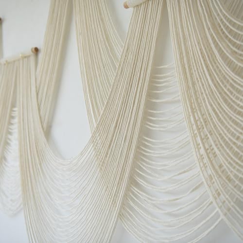 Macrame Wall Hanging Ivory Handmade Geometric Wall Art Fiber Woven Decor