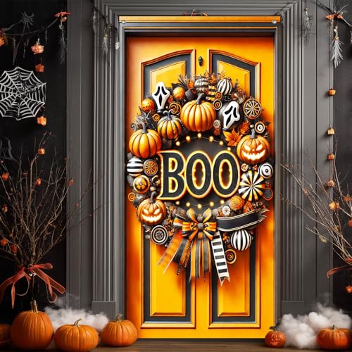 Halloween Door Banner Boo Pumpkin 35x71 Inch Polyester