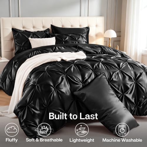 Satin Twin Comforter Set Black