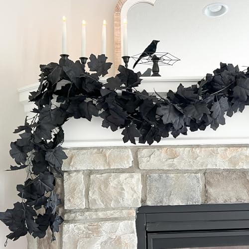 7 Pack Black Fall Leaf Garland
