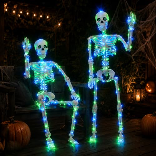 Blue and Green Light up Skeletons Halloween Decor (Blue&Green Light)
