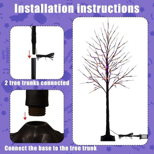 2 Pack 6 FT Halloween Lighted Black Birch Tree