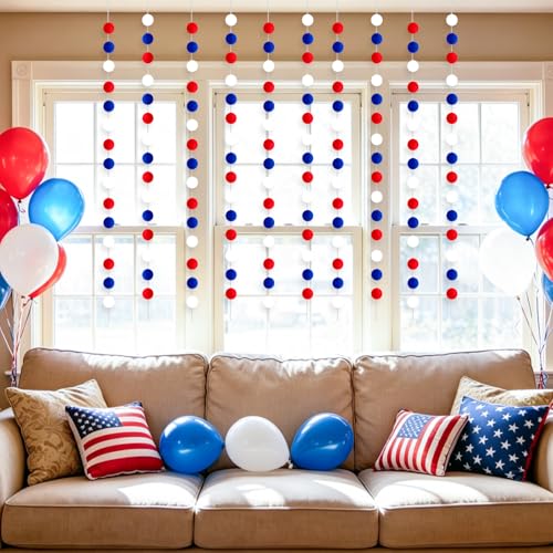 4 Pack 26.3 Feet Colorful Pom Pom Garland Decorations