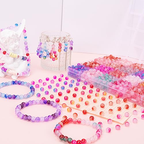 About 1200+ pcs 6mm Glass Beads Bracelet Making Kit (1200 Count)
