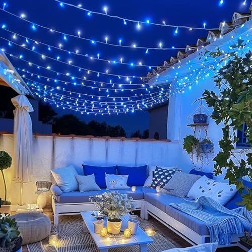 400 LED Blue and White Christmas Lights Indoor Outdoor with Remore (132 Foot)