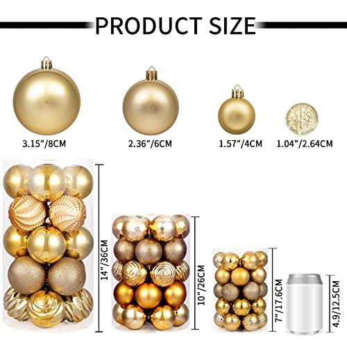 60mm 2.36" Christmas Ball Ornaments Shatterproof Christmas Ornaments Set Decorations for Xmas Tree Balls (34 Count)