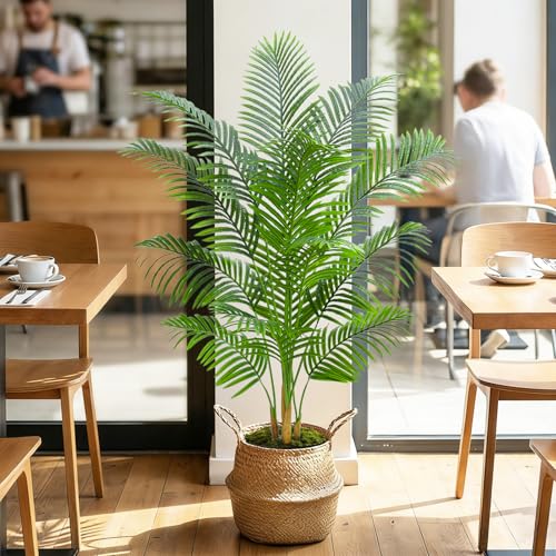 2 Pack Artificial Palm Tree Indoor Plant 6FT Tall Fake Tropical Palm Tree in Pot